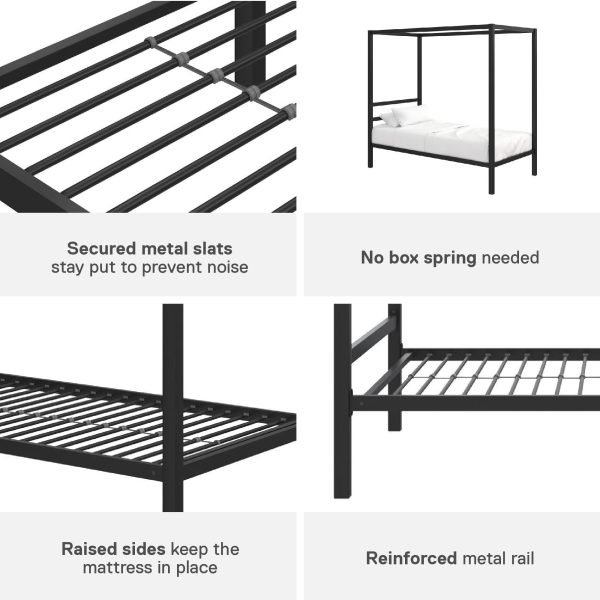 Modern Metal Canopy Platform Bed - Image 6