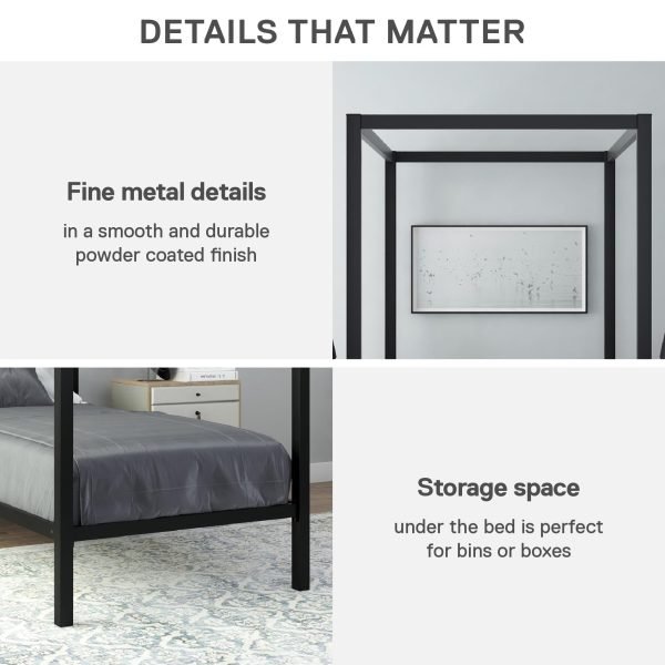 Modern Metal Canopy Platform Bed - Image 8
