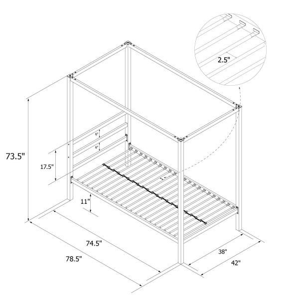 Modern Metal Canopy Platform Bed - Image 10