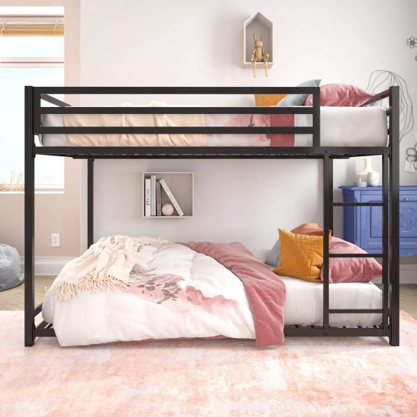 Metal Bunk Bed for Kids, Full/Full, Black - Image 3