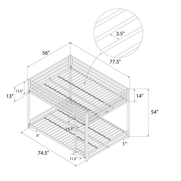 Metal Bunk Bed for Kids, Full/Full, Black - Image 6