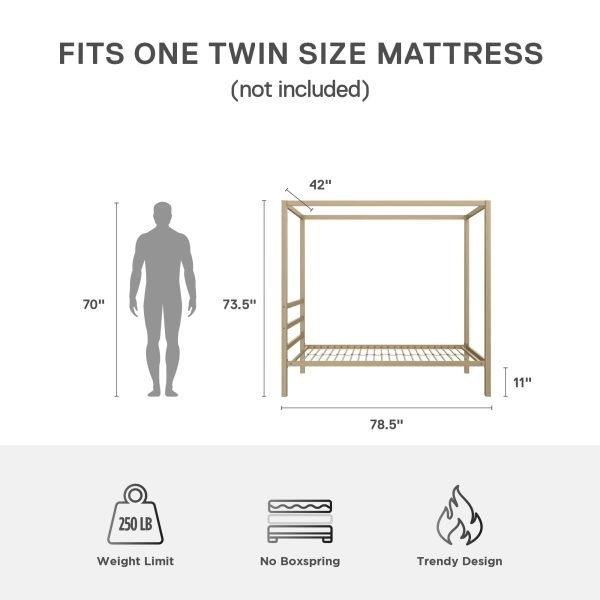 Metal Canopy Platform Bed Gold - Image 6