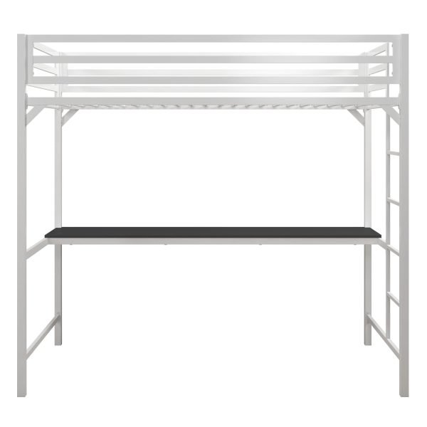 Metal Twin Loft Bed with Desk, White - Image 6