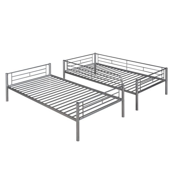 Twin Over Twin Metal Bunk Bed(Silver) - Image 9