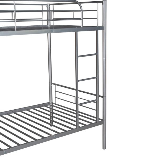 Twin Over Twin Metal Bunk Bed(Silver) - Image 8