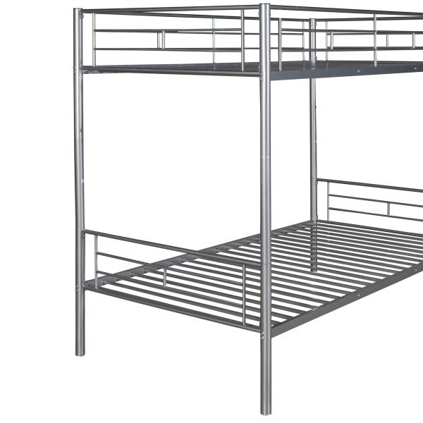 Twin Over Twin Metal Bunk Bed(Silver) - Image 7