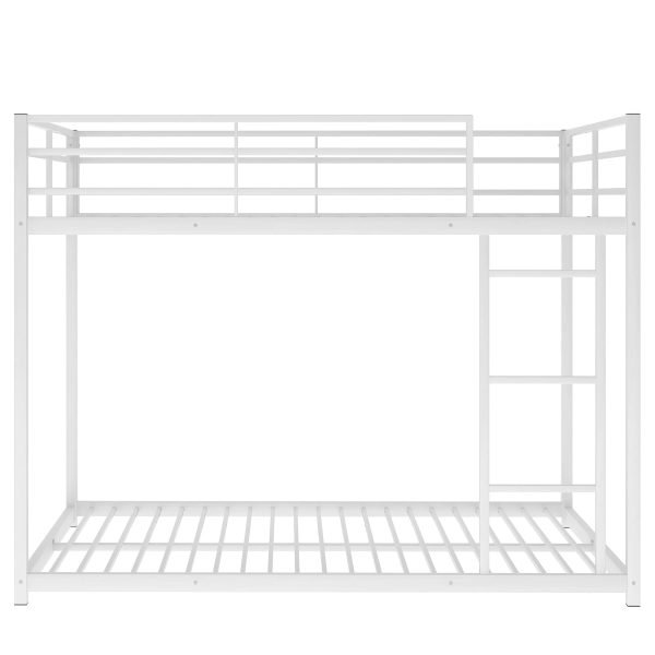 Twin Over Twin Metal Bunk White Bed, Divided into Two Beds - Image 4