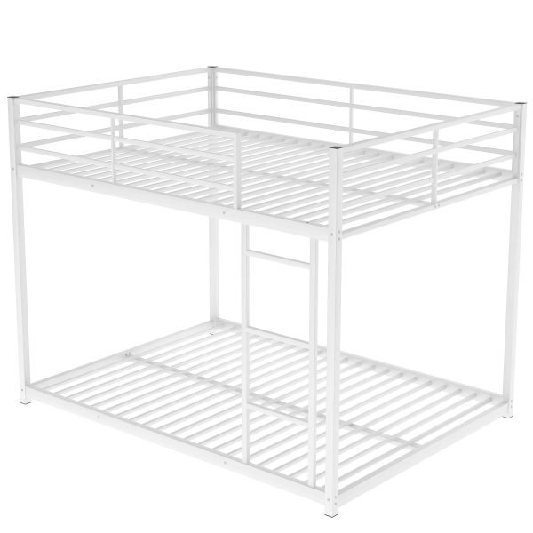 Twin Over Twin Metal Bunk White Bed, Divided into Two Beds - Image 5