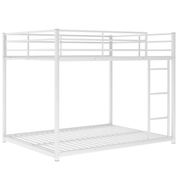 Twin Over Twin Metal Bunk White Bed, Divided into Two Beds - Image 6