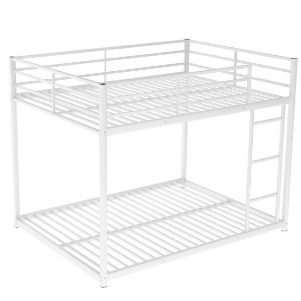 Twin Over Twin Metal Bunk White Bed, Divided into Two Beds - Image 7