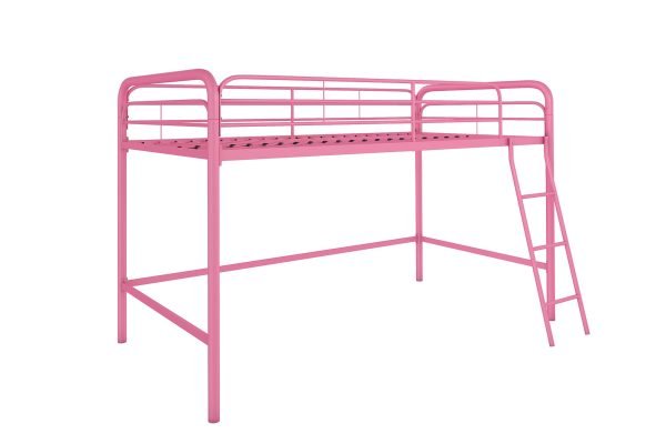 Junior Twin Metal Loft Bed Pink