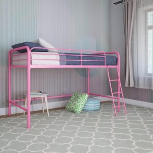 Junior Twin Metal Loft Bed, Pink