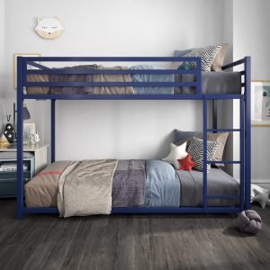 Twin Metal Bunk Bed, Kid's Bedroom, Space-Saving Design, Black