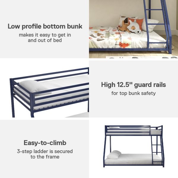 Metal Twin/Full Bunk Bed, Black