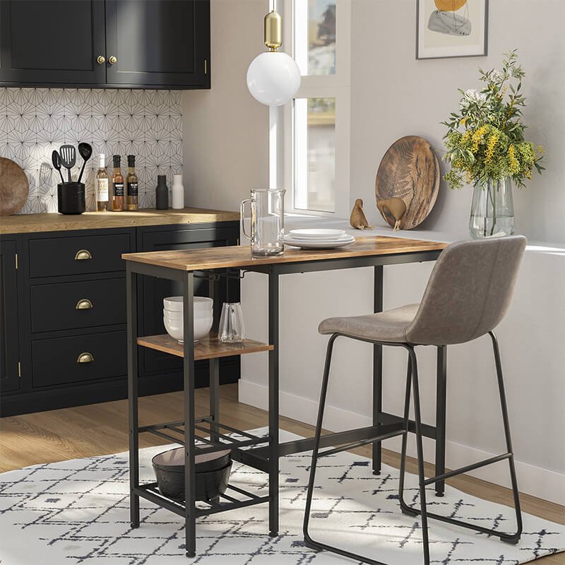 bar table with shelves