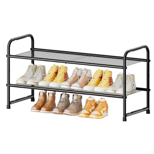 32'' Wide 2-Tier Metal Mesh Shoe Rack for Closet