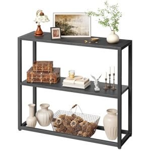 Narrow Console Table with Shelves 03